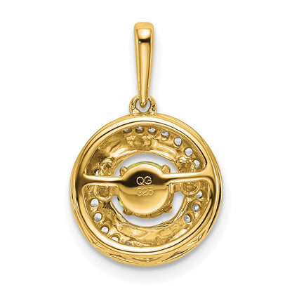 Anhänger aus 14K Gelbgold mit rundem Peridot und echten Diamanten