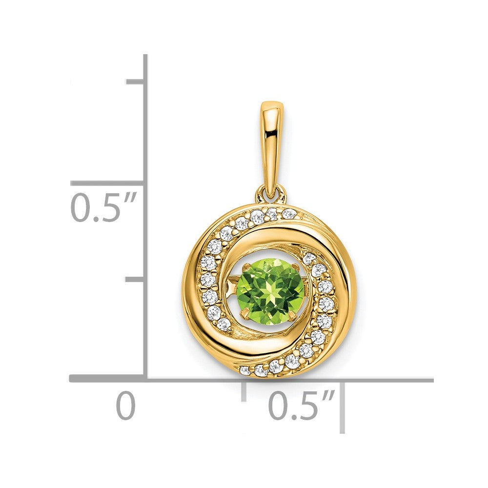 Anhänger aus 14K Gelbgold mit rundem Peridot und echten Diamanten