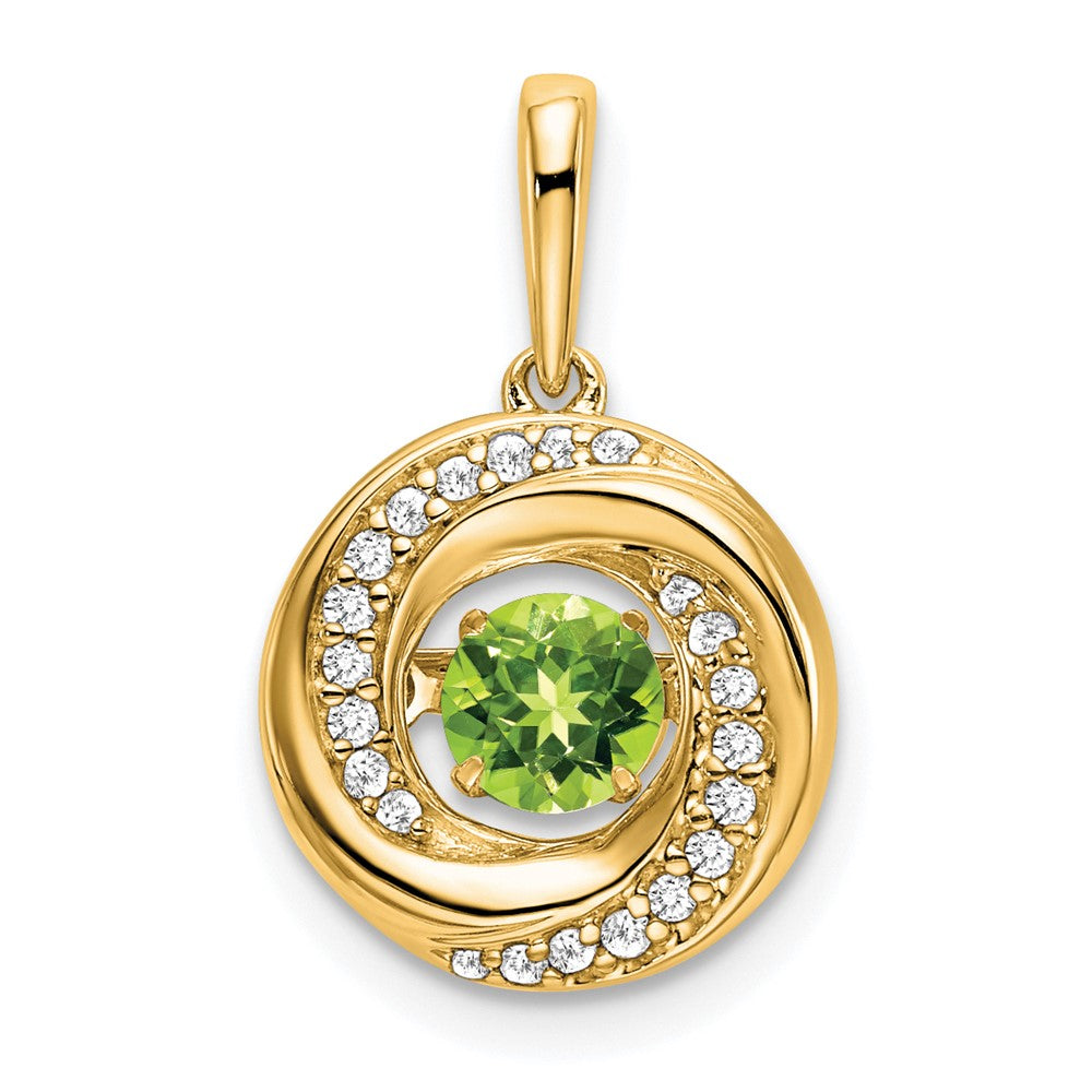 Anhänger aus 14K Gelbgold mit rundem Peridot und echten Diamanten