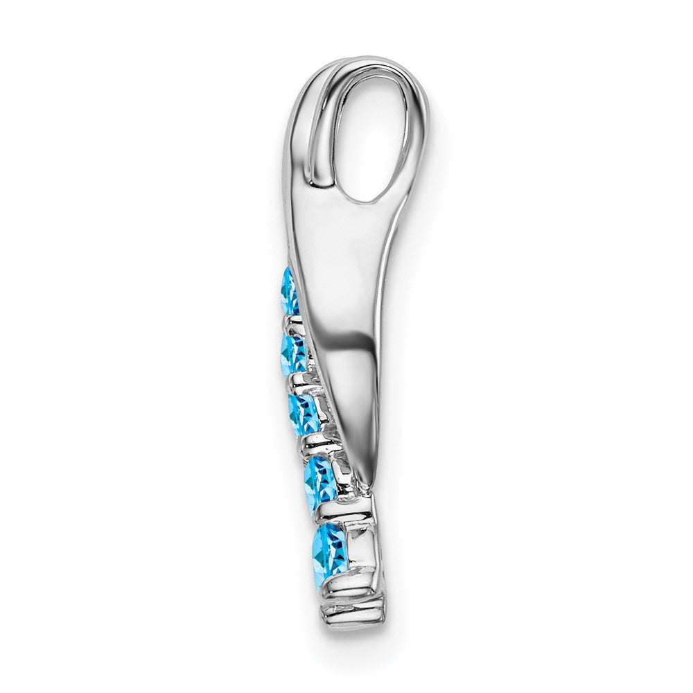 14K Weißgold Blautopas Journey Kette Anhänger