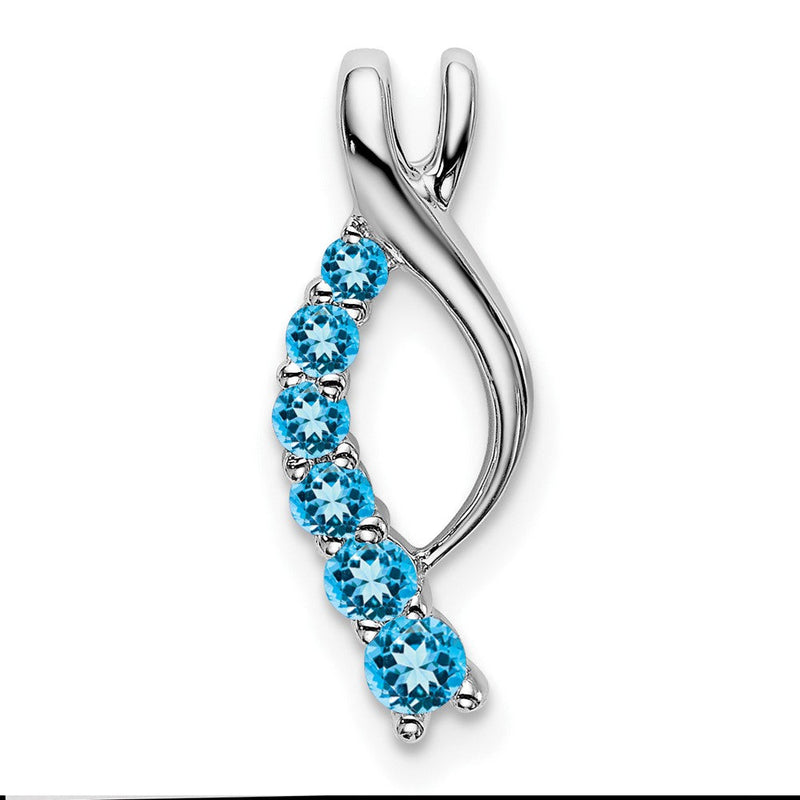 14K Weißgold Blautopas Journey Kette Anhänger