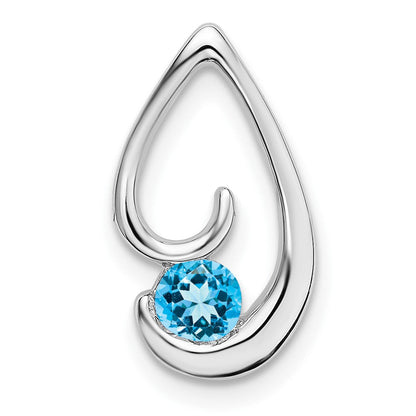 14K Weißgold Blautopas Kette Anhänger