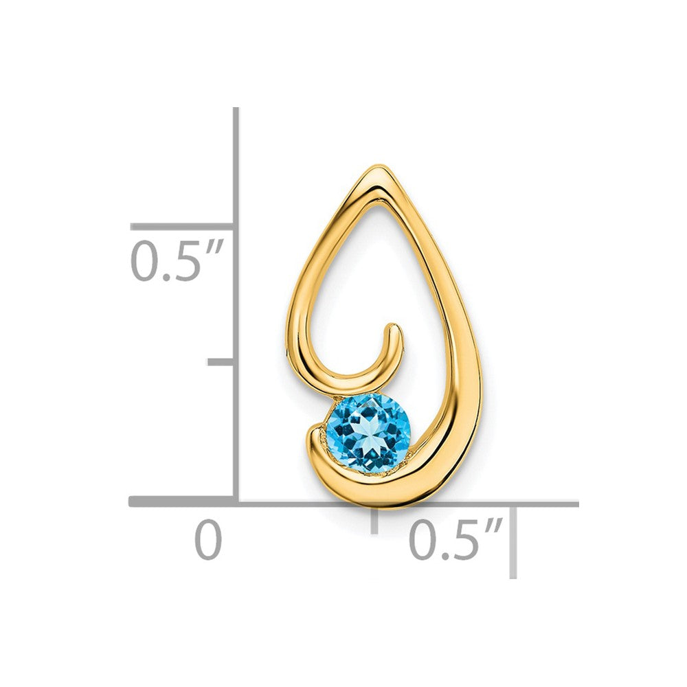 14K Gelbgold Blautopas Kette Anhänger
