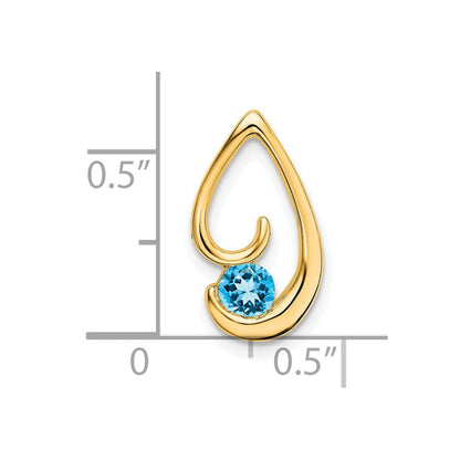 14K Gelbgold Blautopas Kette Anhänger