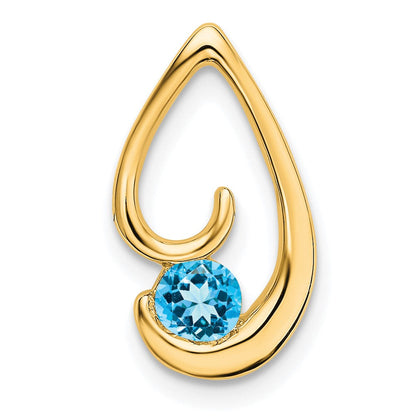 14K Gelbgold Blautopas Kette Anhänger