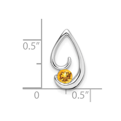14K Weißgold Citrin Kette Anhänger