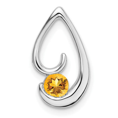14K Weißgold Citrin Kette Anhänger