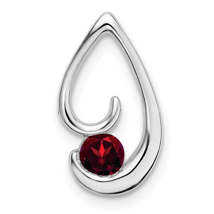 14K Weißgold Granat Kette Anhänger