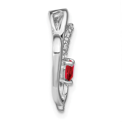 14K Weißgold Rubin und Echt Diamant Herz Kette Anhänger