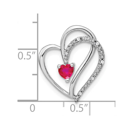 14K Weißgold Rubin und Echt Diamant Herz Kette Anhänger