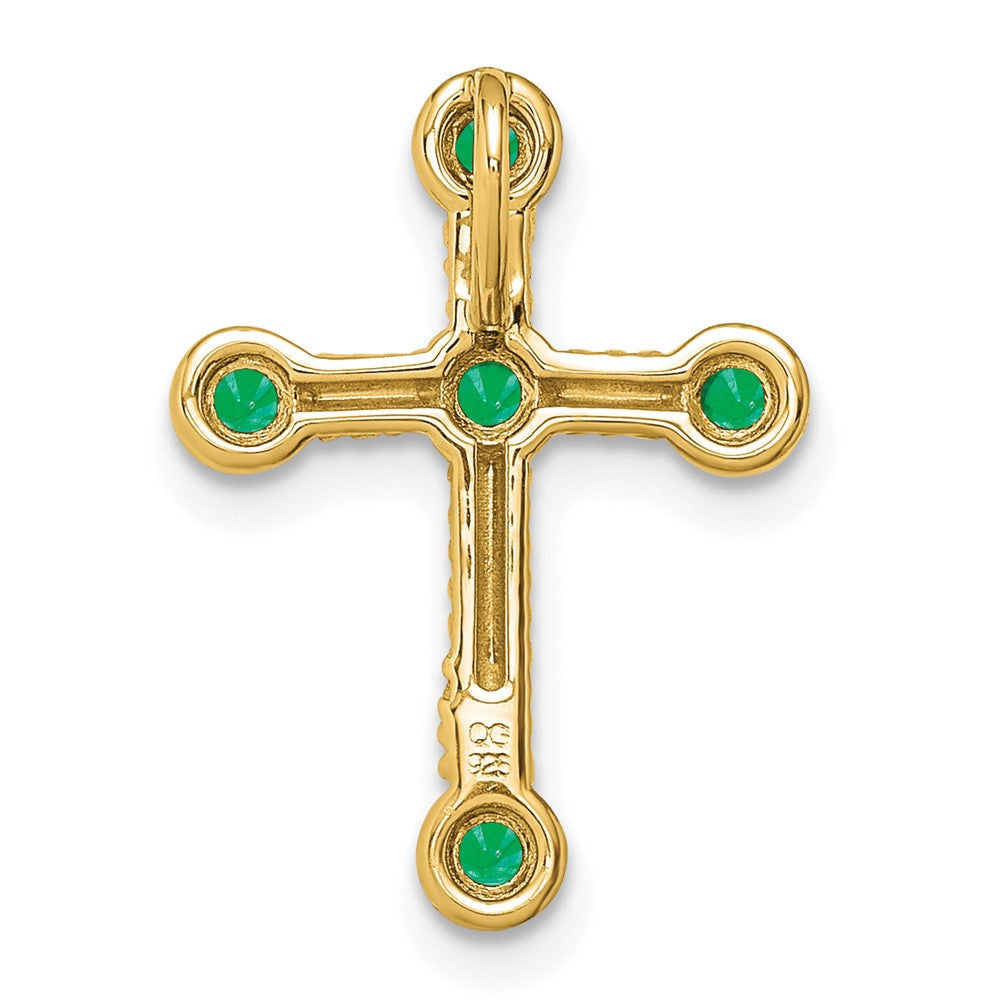 10K Gelbgold Smaragd Kreuz Kette Anhänger