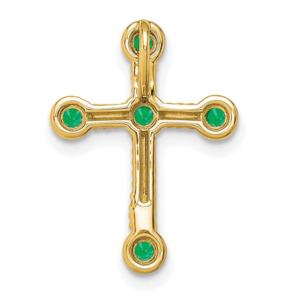 10K Gelbgold Smaragd Kreuz Kette Anhänger