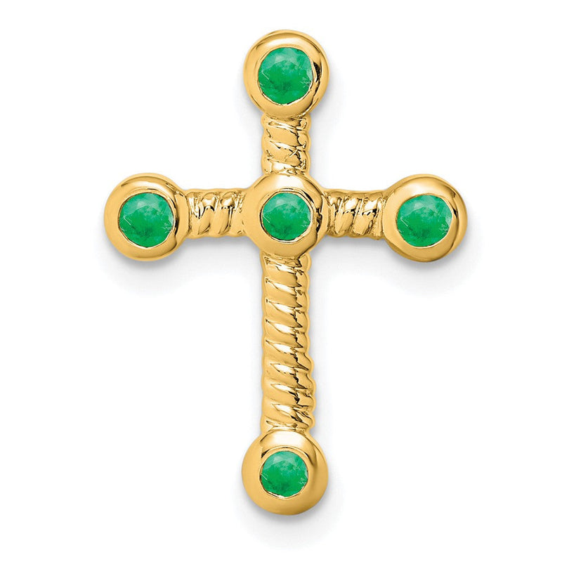 10K Gelbgold Smaragd Kreuz Kette Anhänger