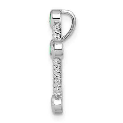 14K Weißgold Smaragd Kreuz Kette Anhänger