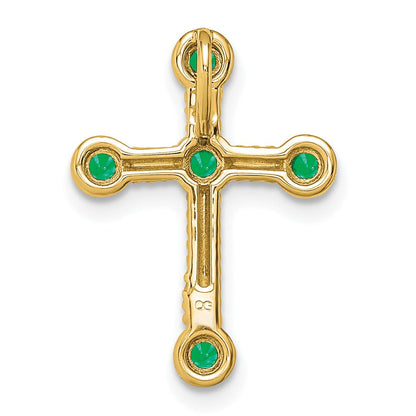 14K Gelbgold Smaragd Kreuz Kette Anhänger