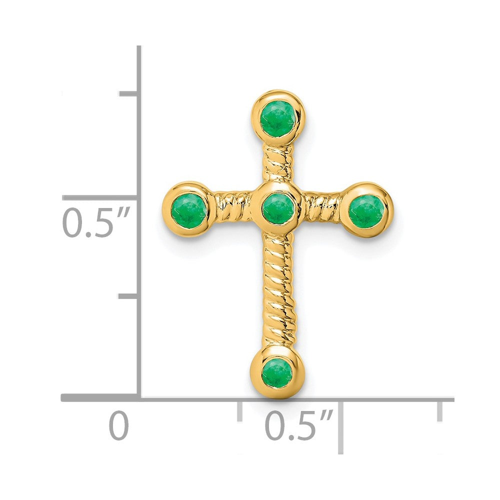14K Gelbgold Smaragd Kreuz Kette Anhänger