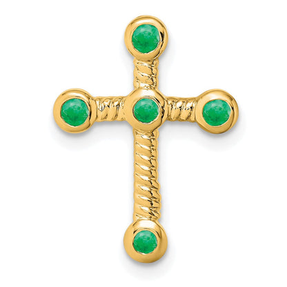 14K Gelbgold Smaragd Kreuz Kette Anhänger