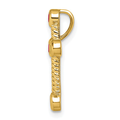 10K Gelbgold Rubin Kreuz Kette Anhänger