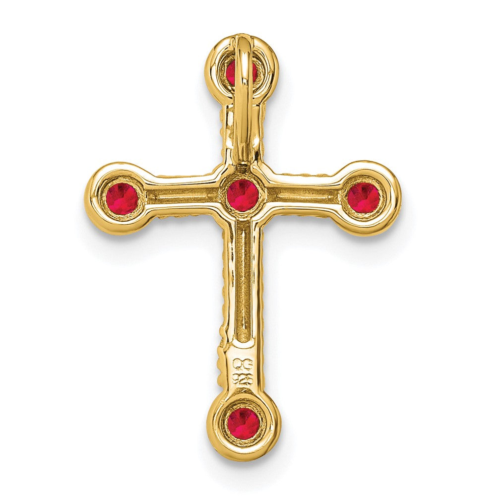 10K Gelbgold Rubin Kreuz Kette Anhänger