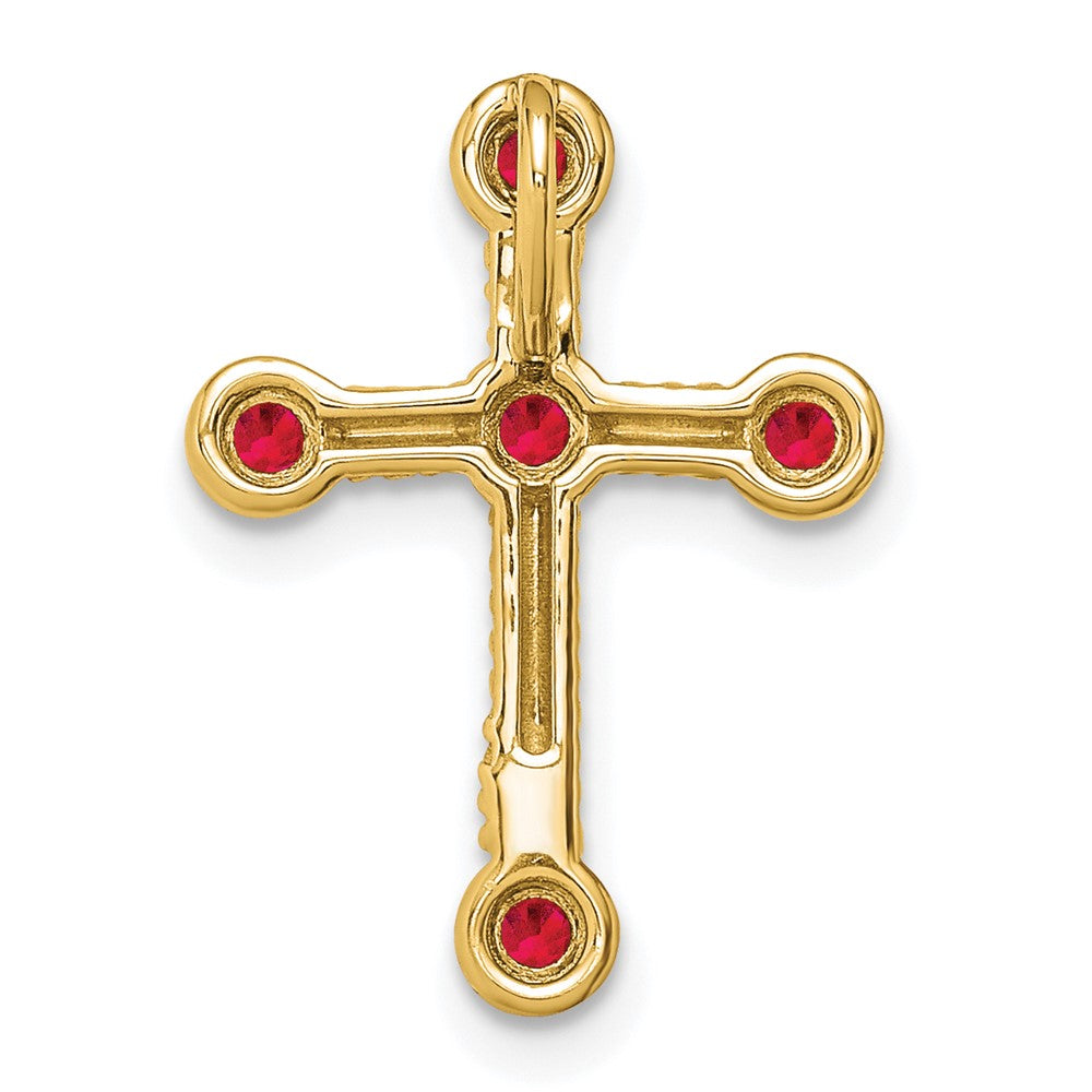 10K Gelbgold Rubin Kreuz Kette Anhänger