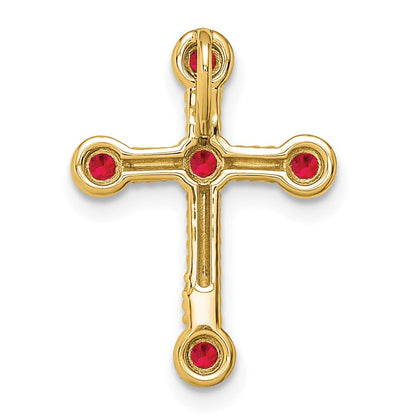 10K Gelbgold Rubin Kreuz Kette Anhänger