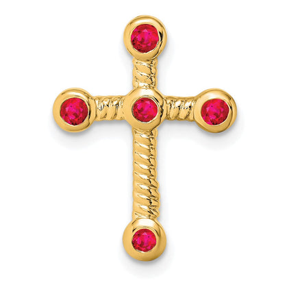 10K Gelbgold Rubin Kreuz Kette Anhänger