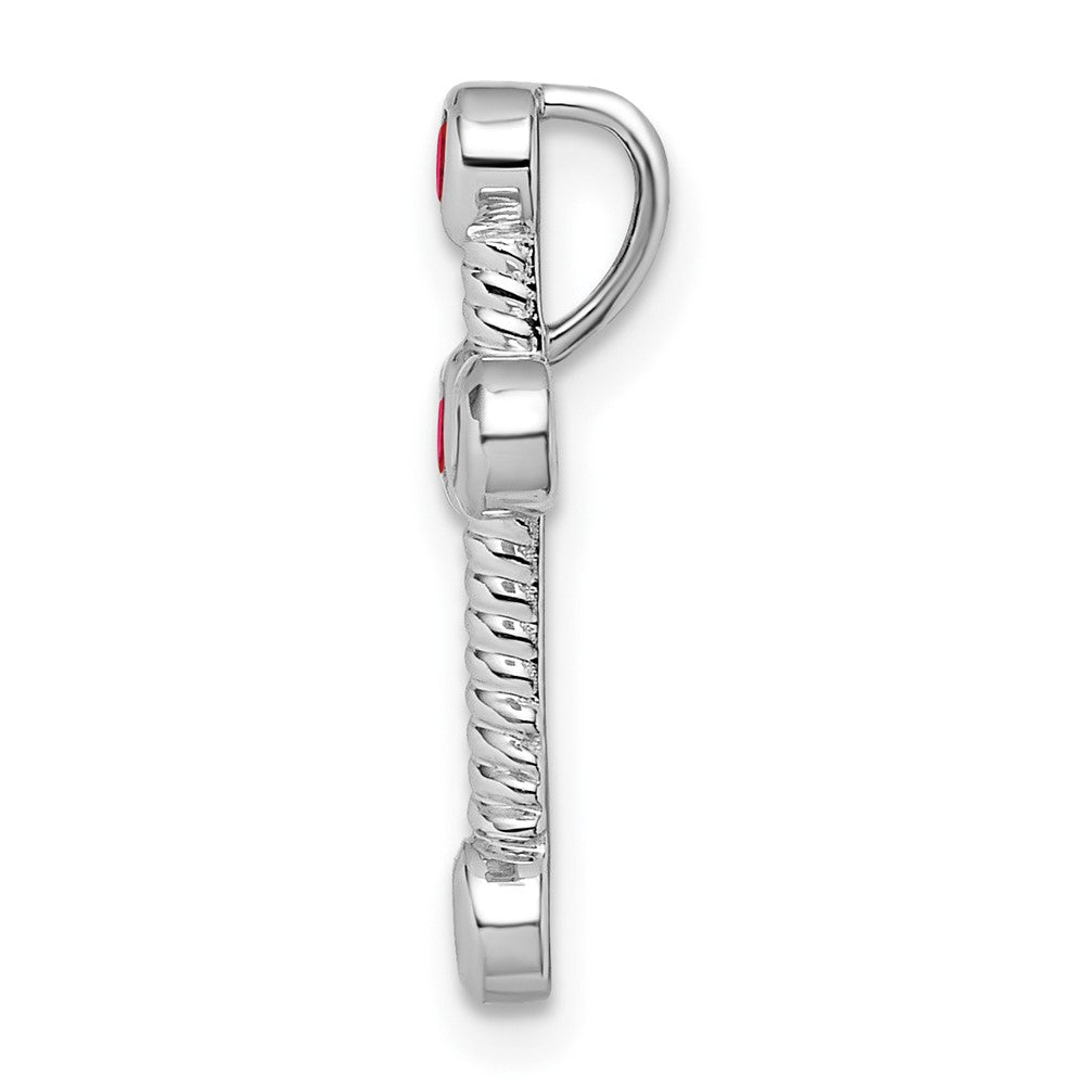 14K Weißgold Rubin Kreuz Kette Anhänger