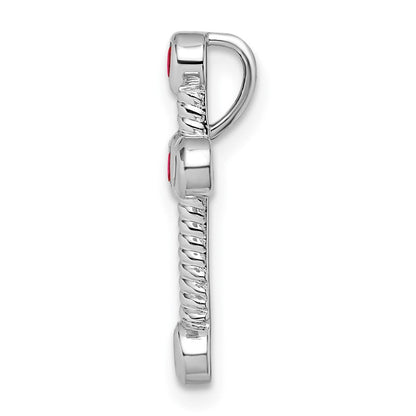 14K Weißgold Rubin Kreuz Kette Anhänger