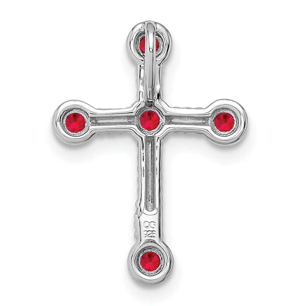 14K Weißgold Rubin Kreuz Kette Anhänger