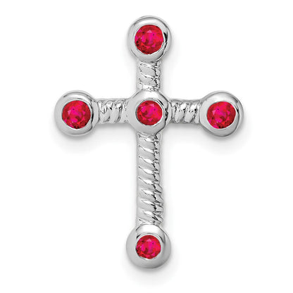 14K Weißgold Rubin Kreuz Kette Anhänger
