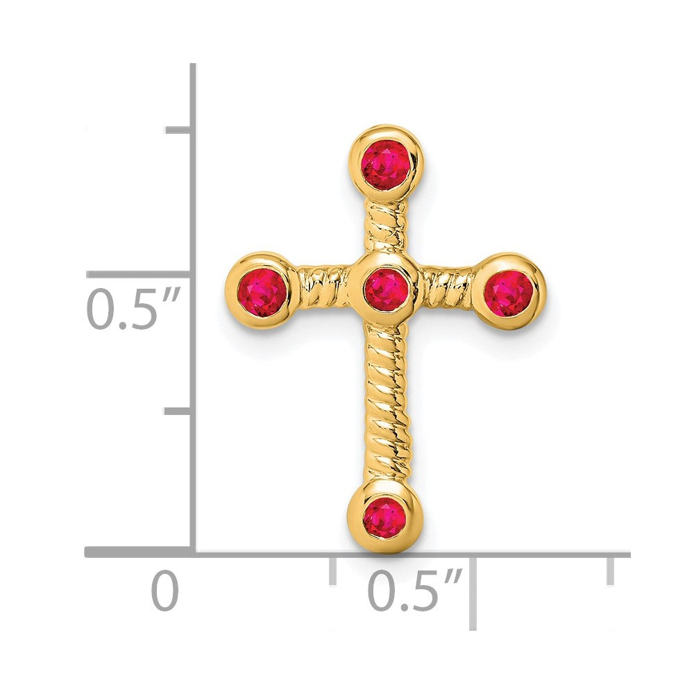 14K Gelbgold Rubin Kreuz Kette Anhänger