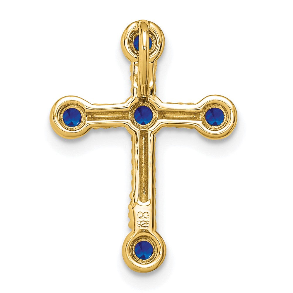 10K Gelbgold Saphir Kreuz Kette Anhänger