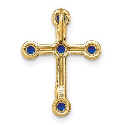 10K Gelbgold Saphir Kreuz Kette Anhänger