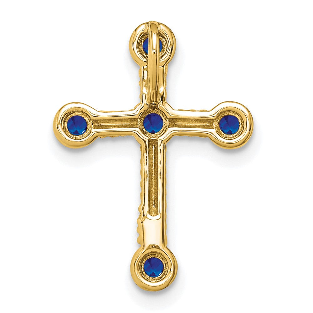 10K Gelbgold Saphir Kreuz Kette Anhänger