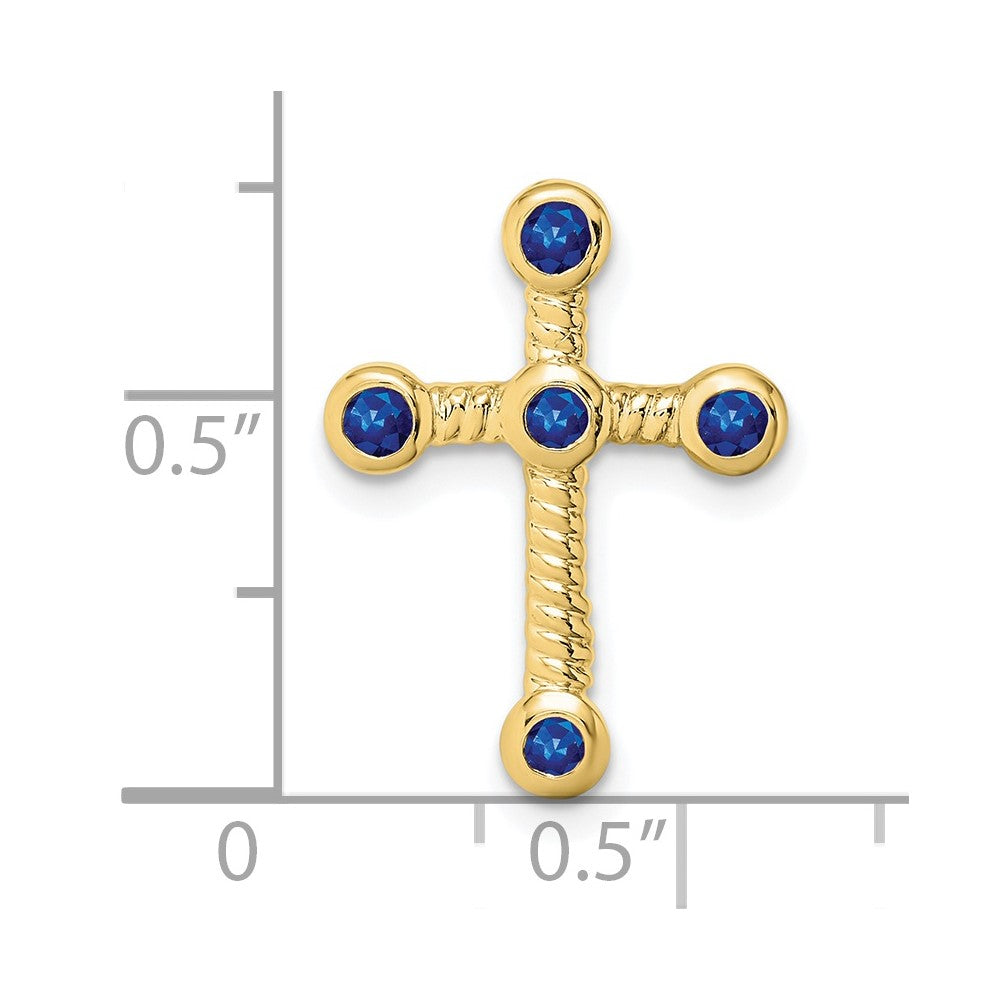 10K Gelbgold Saphir Kreuz Kette Anhänger