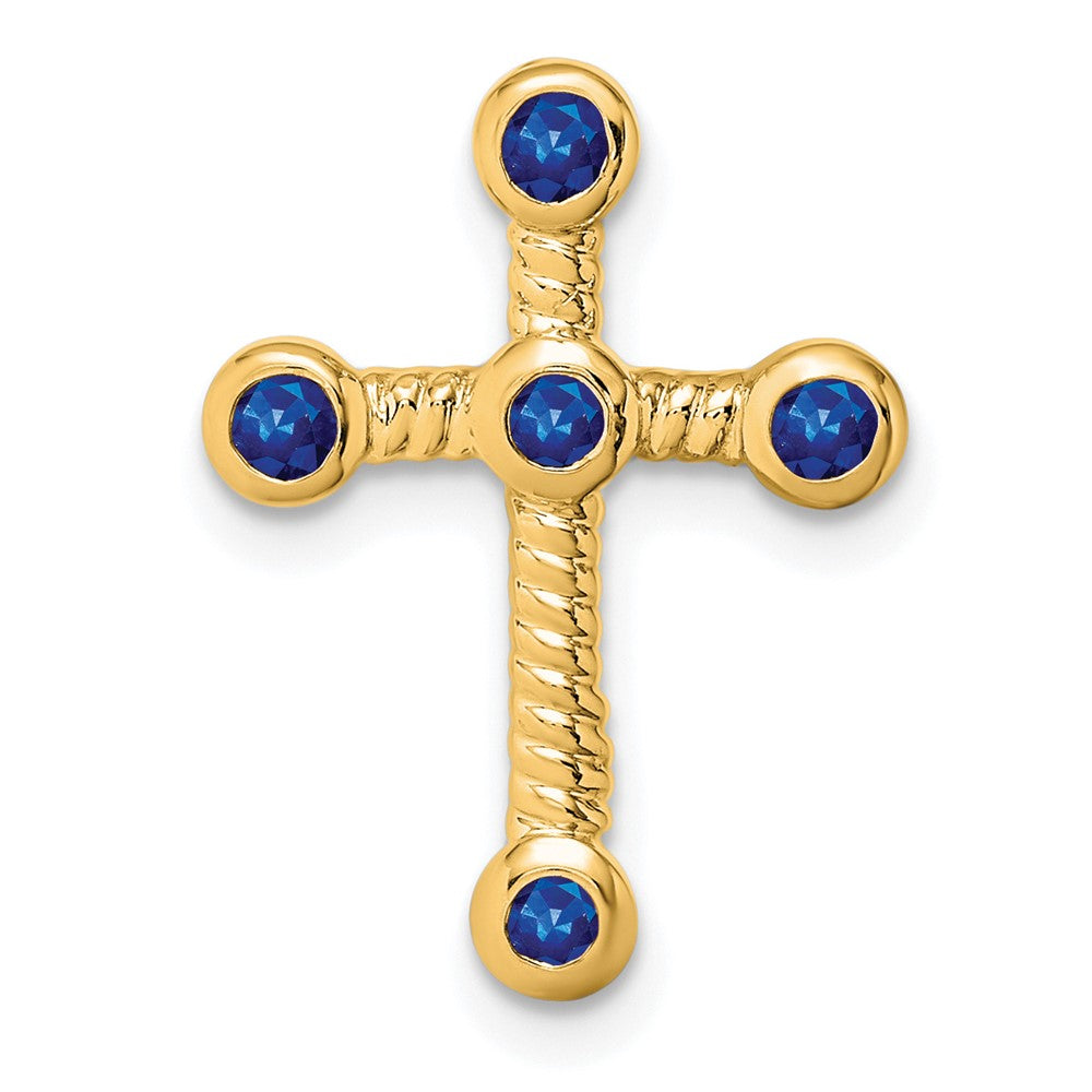 10K Gelbgold Saphir Kreuz Kette Anhänger