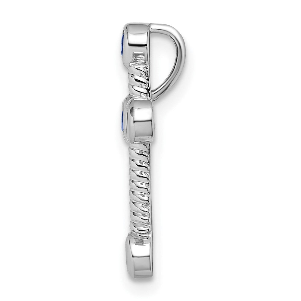 14K Weißgold Saphir Kreuz Kette Anhänger