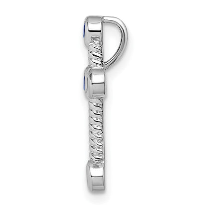 14K Weißgold Saphir Kreuz Kette Anhänger