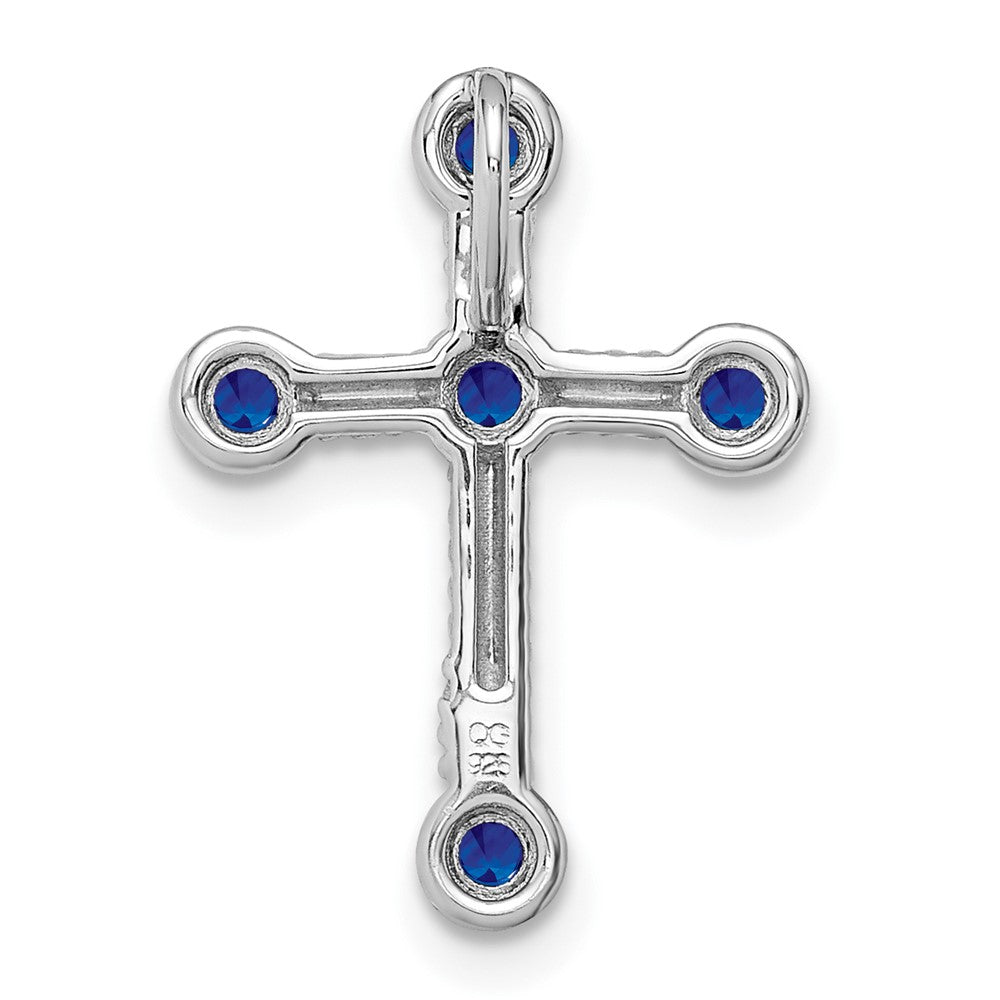 14K Weißgold Saphir Kreuz Kette Anhänger