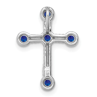 14K Weißgold Saphir Kreuz Kette Anhänger