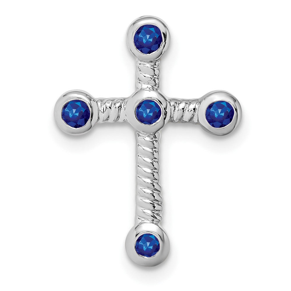 14K Weißgold Saphir Kreuz Kette Anhänger