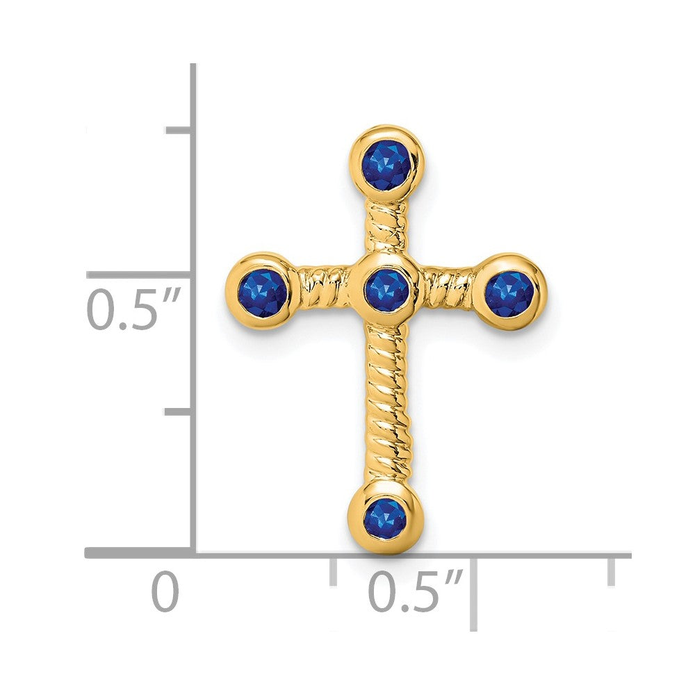 14K Gelbgold Saphir Kreuz Kette Anhänger