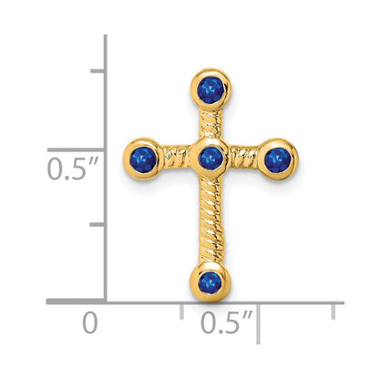 14K Gelbgold Saphir Kreuz Kette Anhänger