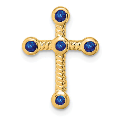 14K Gelbgold Saphir Kreuz Kette Anhänger