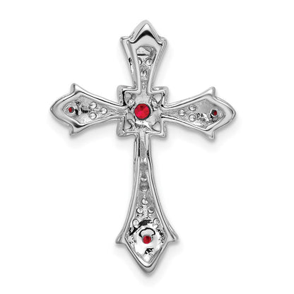 10K Weißgold 10K Rubin und Diamant Fleur De Lis Kreuz Kette Anhänger