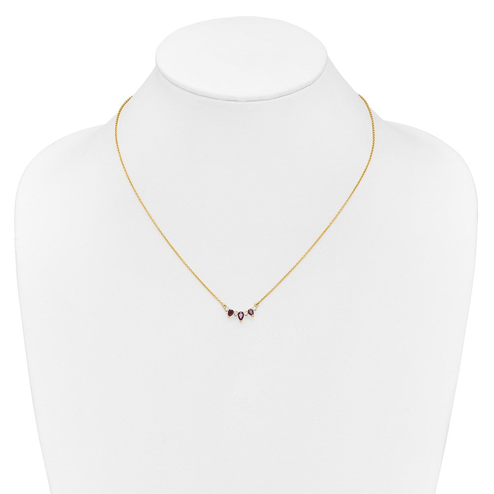 14K Gelbgold Rubin und Echt Diamant 18 Zoll Halskette