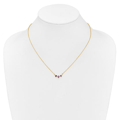 14K Gelbgold Rubin und Echt Diamant 18 Zoll Halskette
