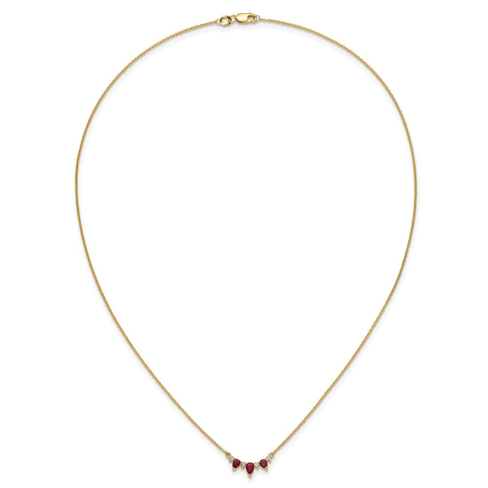 14K Gelbgold Rubin und Echt Diamant 18 Zoll Halskette