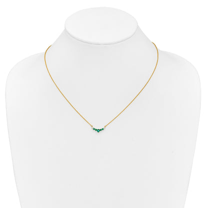14K Gelbgold Smaragd und Echt Diamant 18 Zoll Halskette
