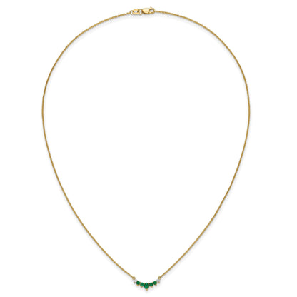 14K Gelbgold Smaragd und Echt Diamant 18 Zoll Halskette